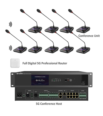 HUAIN Hand in Hand 5G Discussion Chairman Unit Voting Microphone Wireless Conference System Mic with Control Unit