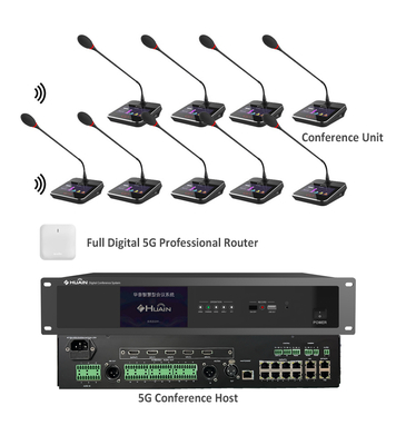 HUAIN All Digital 5G Dual-mode Conference Controller Wired and Wireless Discussion Conference Room