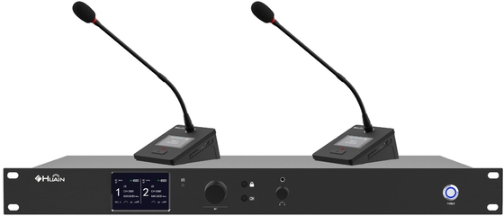 Wireless Microphone System Physical Button UHF 4 Channel Lecture Desktop Gooseneck Mic for Karaoke Church Conference