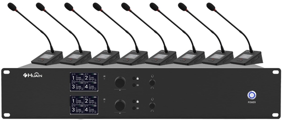 Wireless Microphone System Physical Button UHF 4 Channel Lecture Desktop Gooseneck Mic for Karaoke Church Conference