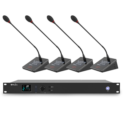 Wireless Microphone System Pro UHF 4 Channel Lecture Desktop Gooseneck Mic for Karaoke Church Conference
