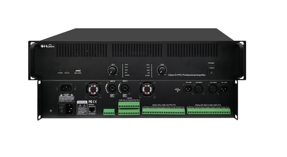 Speaker Amplifying Sound Built in 8*8-way Dante Media matrix and 2*800W Digital Class D+PFC Dante Amplifier